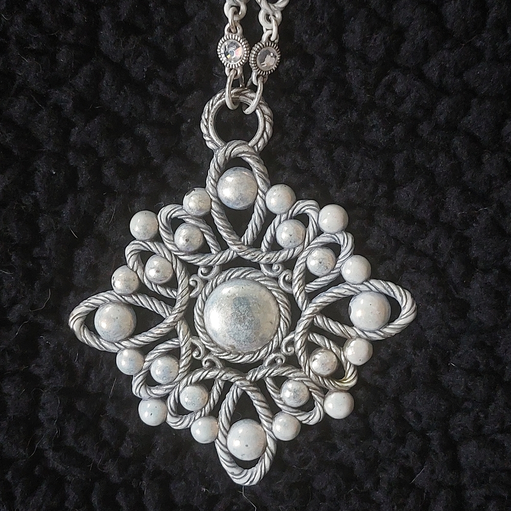 Brighton Silver And Rhinestone Statement Necklace… - image 2